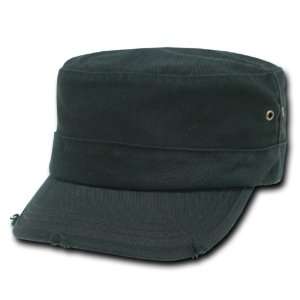 DECKY BLACK Military inspired flat top cap Vintage G.I. Caps SMALL 
