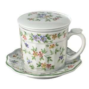  Andrea Sadek 19032 Ribbed Covered Tea Mug Flowers 
