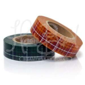   Tape Set of 2   Green Orange Plaid Pattern Arts, Crafts & Sewing
