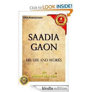 Saadia Gaon, his life and works Henry Malter  Kindle 