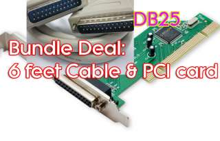 Bundle Deal 6 Ft printer (DB25) Cable & PCI Parallel 1 port card 