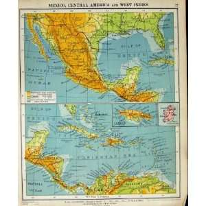   : 1925 Map Mexico America West Indies Summer Climate: Home & Kitchen