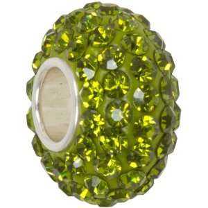   Green Crystal Pave Bling Bead fits European Charm Bracelet: Jewelry