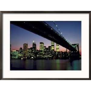  New York City Skyline and the Brooklyn Bridge Framed 