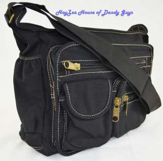 Canvas Medium Size Casual Messenger Shoulder Bag  Black  
