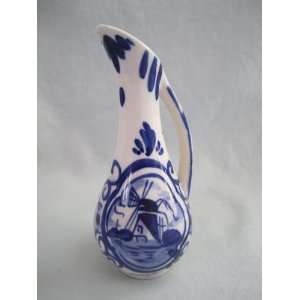  Vintage Hand Painted Delfts Blue Holland  Windmill Scene 
