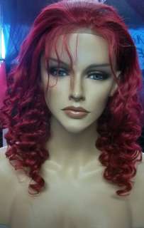 BEAUTIFUL FLAMMING RED DEEP WAVE LACE FRONT WIG HEAT OK ONE OF A KIND 