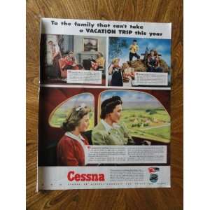 Cessna airplane. 40s Print Ad (woman flying) Orinigal 1943 Vintage 