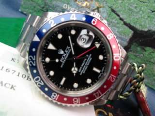 Mens Rolex GMT Master II SS BlueRed Bezel Ref 16710 K Serial Box 