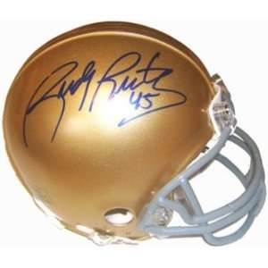  Rudy Ruettiger Signed Notre Dame Mini Helmet: Sports 