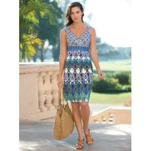   Womens Ikat Print Sleeveless Dress Blue XL 