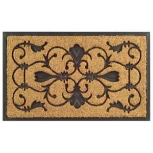  TWISTED LEAVES SQUARE RUBBER BACK COIR DOORMAT: Patio 