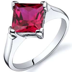 Striking 2.25 carats Ruby Engagement Ring in Sterling Silver Rhodium 