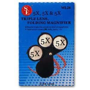  3 Lens Folding Magnifier (5x, 10x, or 15x Power) Health 