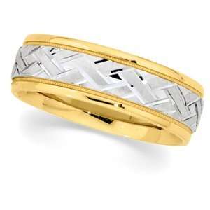   00 Two Tone Designer Band In 18K Yellow & Platinumgold Size 5 Jewelry