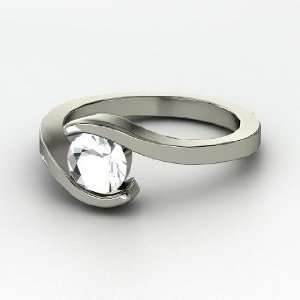  Ocean Ring, Round Rock Crystal 14K White Gold Ring 
