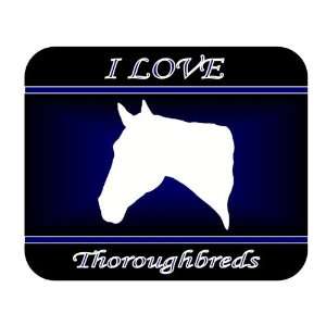   Love Thoroughbred Horses Mouse Pad   Blue Design 