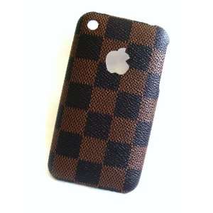  >Iphone 3g 3gs Checker Hard Back Case Cover Brown Designer 