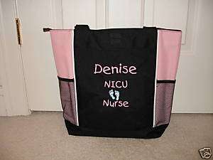 TOTE BAG Personalized Zippered Nurse RN ER NICU Baby  