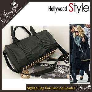 Hollywood Style Studded Rivet Bottom Handbag Satchel Tote Shoulder Bag 