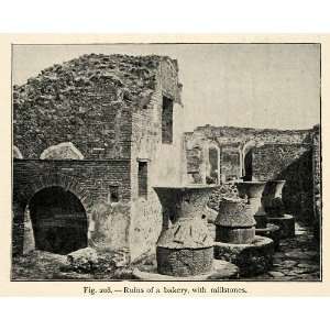  1899 Print Ruins Bakery Millstone Roman Pompeii Italy 