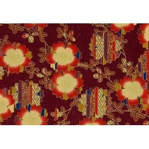   Beige and Red Flowers on Rusty Red by Kona Bay Fabrics: Arts, Crafts