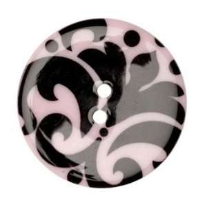  Fashion Button 1 3/8 Damask Pink/Black By The Package 