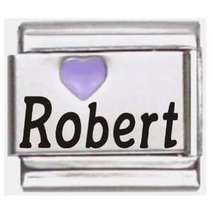  Robert Purple Heart Laser Name Italian Charm Link Jewelry