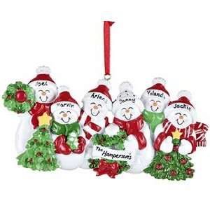   Snowmen with Banner Family   6 Christmas Ornament