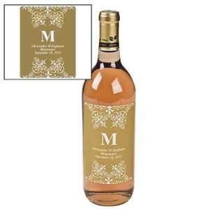 : Gold Personalized Monogram Wine Bottle Labels   Tableware & Bottle 