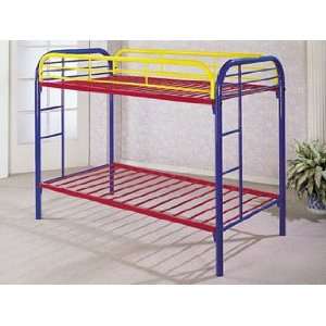  Twin/Twin Bunk Bed in Red and Blue Finish