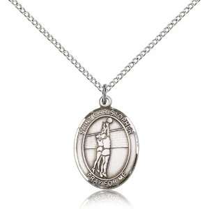 925 Sterling Silver St. Saint Christopher/Volleyball Medal Pendant 3 