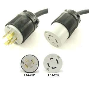 L14 20P to L14 20R Extension Power Cord, 10 Foot   20A, 125/250V, 12/4 