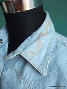 VTG Harley Davidson jean embroidered western sleeveless shirt top M 
