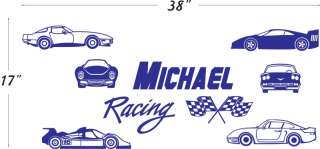Name Racing Cars Vinyl Wall Decals Stickers Art #023  
