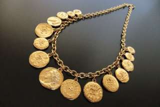 AUTH Chanel Vintage gold 15 CC medals necklace pendant  