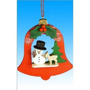 Ulbricht ornament   Snowman wth deer in Red Bell 