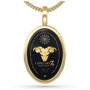 14kt Gold Capricorn Pendant this Zodiac Necklace has Inscriptions of 