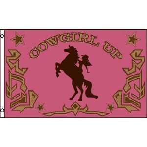  NEOPlex 3 x 5 Novelty Flag   Cowgirl Up Tan/Pink Office 