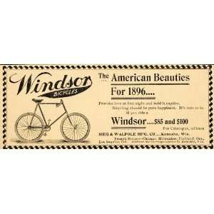   Bicycle Kenosha WI Sieg Walpole   Original Print Ad