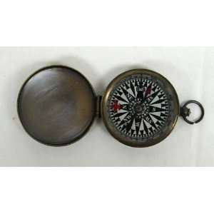   Bronze Finish Hiking Pocket Compass with Cover: Sports & Outdoors