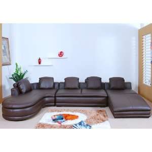  Douglas Modern Bonded Leather Sectional Sofa   Brown: Home 