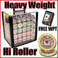 1000 Acrylic Case Hi Roller WPT poker chip chips set  