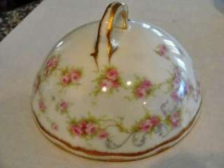   LIMOGES 340 ROSES DOUBLE GOLD ~3 PIECE BUTTER DISH ~ROMEO BLANK  