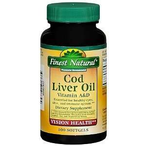 Finest Natural Cod Liver Oil Softgels, 100 ea Health 
