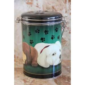  Puppy Dog Lock Top Cookie Canister Tin   Green Everything 