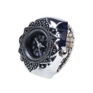  Black Micro Mosaic Men Lady Quartz Finger Ring Watch 