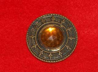 Large Victorian Jeweled Brass Button , NICE  