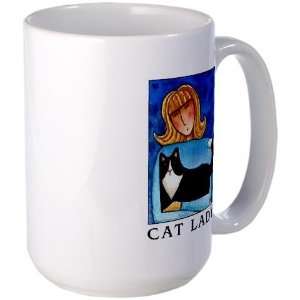  CAT LADY No. 6 Large Coffee or Cocoa Mug Art Large Mug by 
