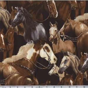  45 Wide Way Out West Stallions Black Fabric By The Yard 